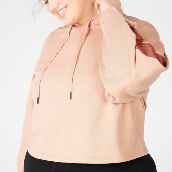 Fabletics Audrey Cropped Pleated Panel Sleeve Hoodie - Picture 3 of 16